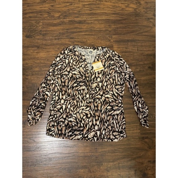 Anne Klein Womens Animal Leopard Cheetah Print Long Sleeve Top Blouse Sz:s - Picture 1 of 6